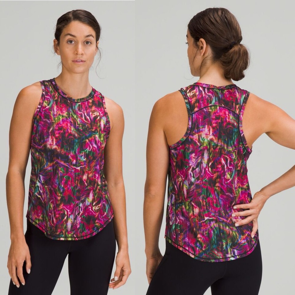 LULULEMON High-Neck Running and Training Tank Top Hyper Flow Pink Multi Size 12